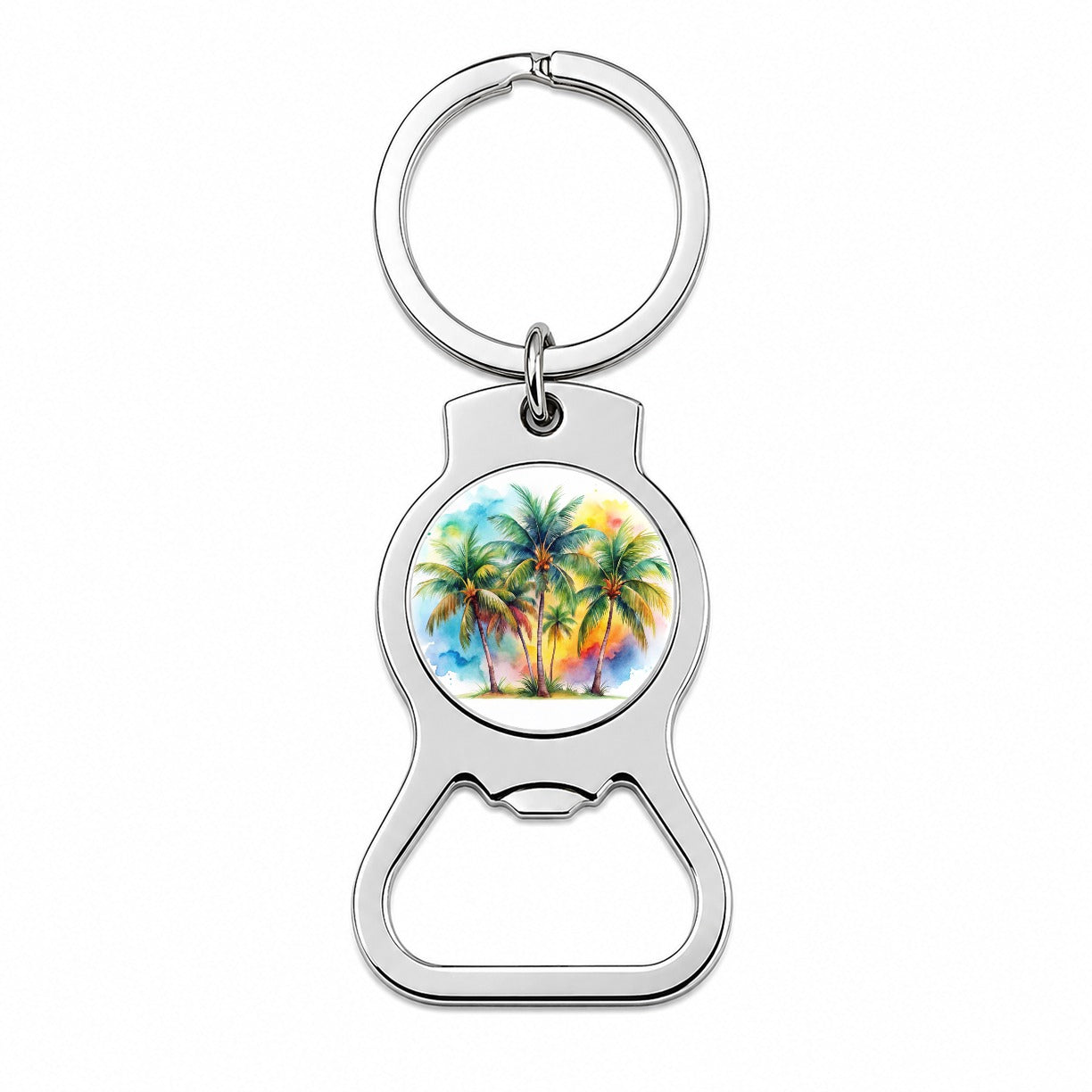 Palm Trees Tropical Watercolor Design Bottle Opener Keychain