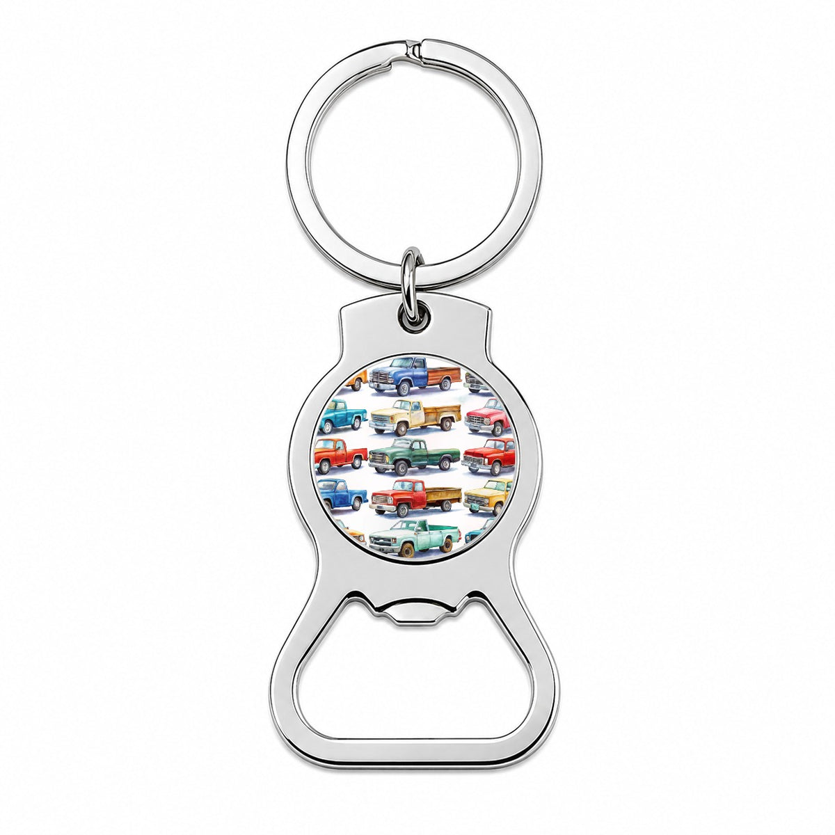 Pickup Trucks Watercolor Bottle Opener Keychain