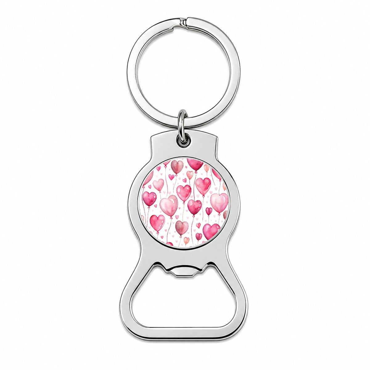 Pink Balloons Hearts Watercolor Birthday Valentine's Love Bottle Opener Keychain