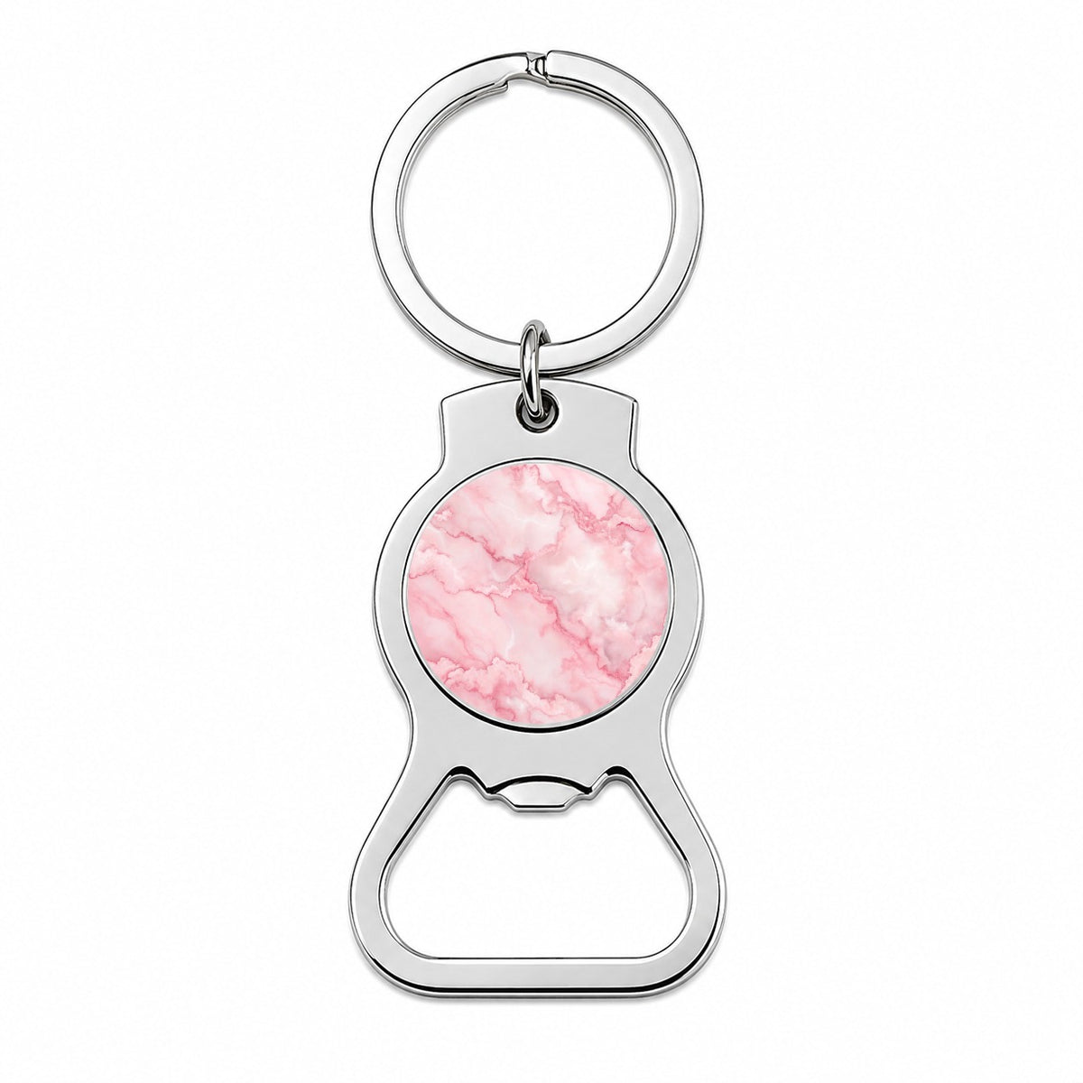 Pink Marble Background Watercolor Bottle Opener Keychain