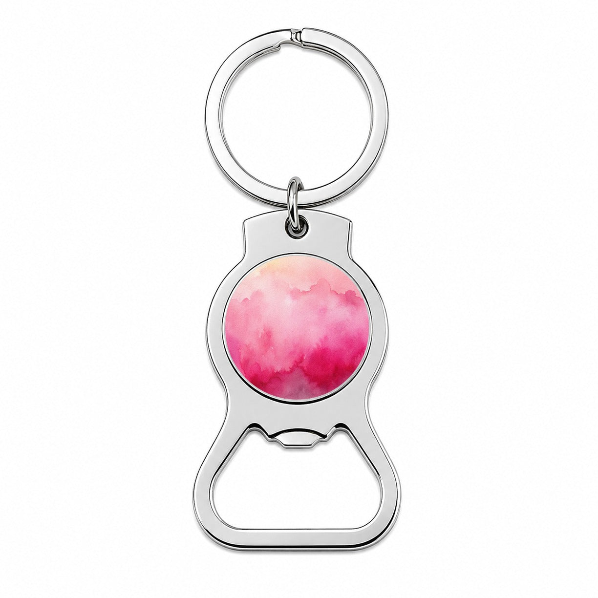 Pink Ombre Watercolor Bottle Opener Keychain