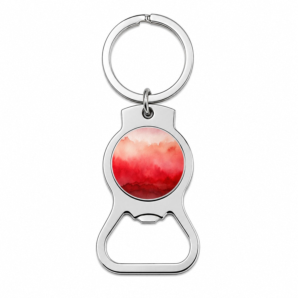 Red Ombre Watercolor Bottle Opener Keychain