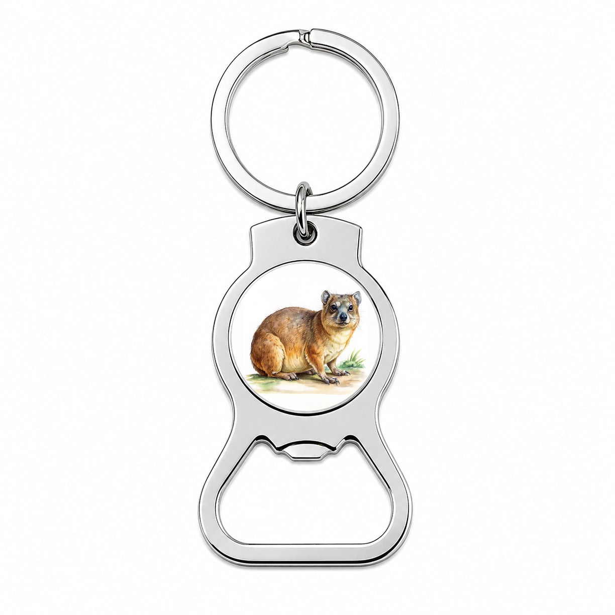 Rock Hyrax Dassie Watercolor Bottle Opener Keychain