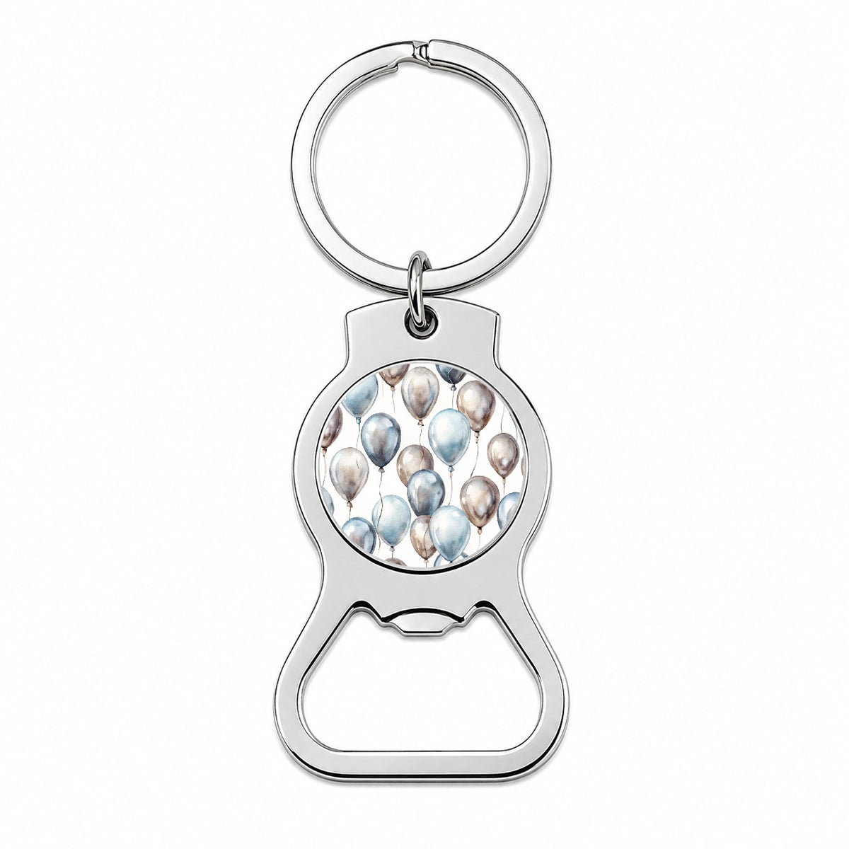 Silver Balloons Watercolor Birthday Anniversary Bottle Opener Keychain