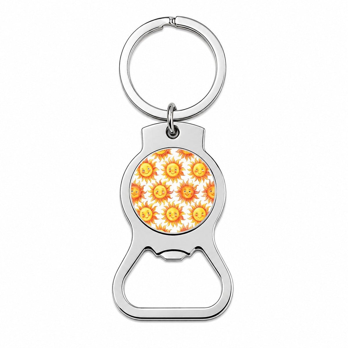 Smiling Suns Watercolor Bottle Opener Keychain