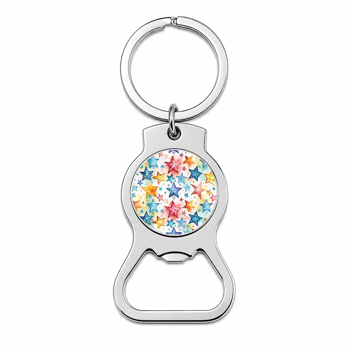 Stars Colorful Watercolor Bottle Opener Keychain