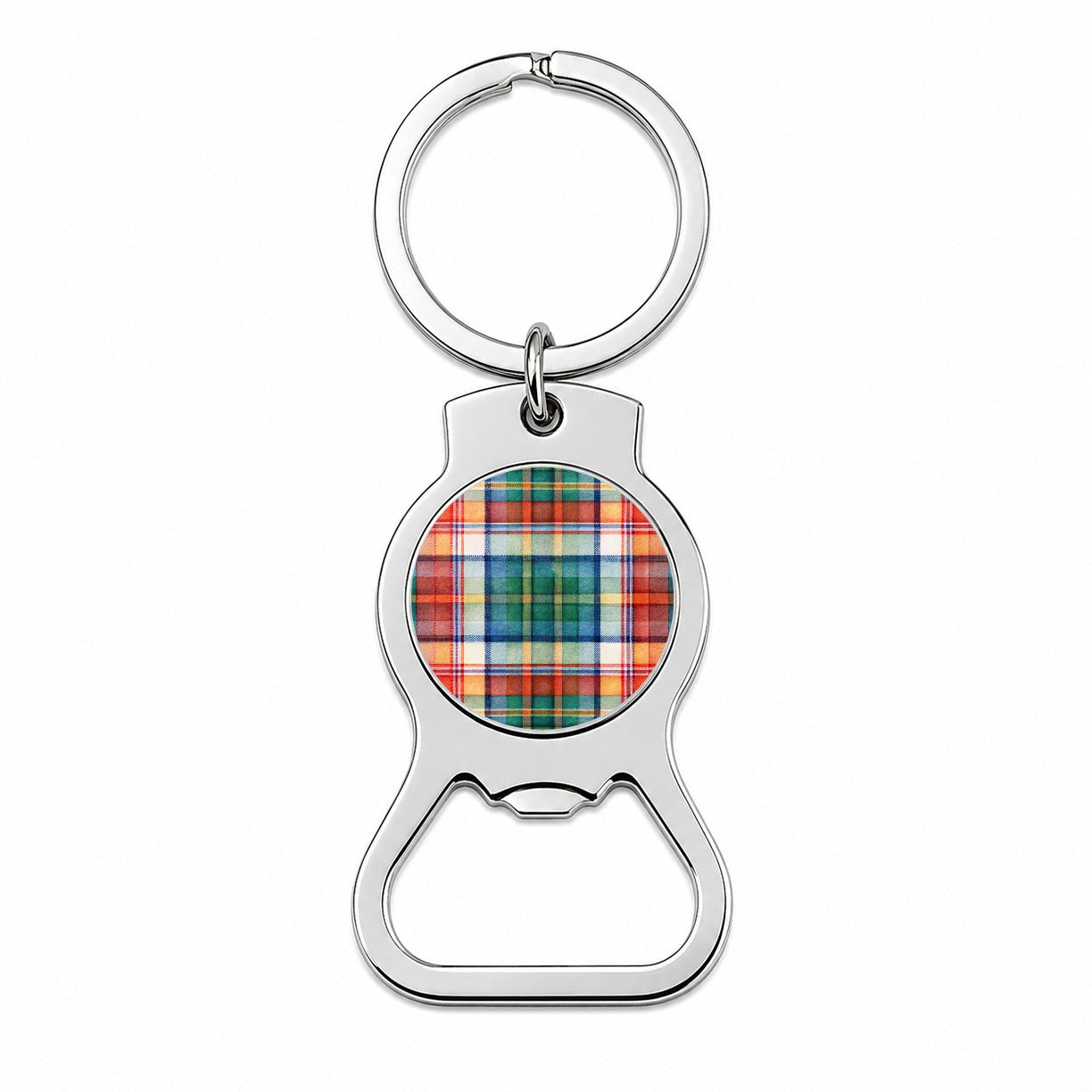 Tartan Plaid Watercolor Bottle Opener Keychain