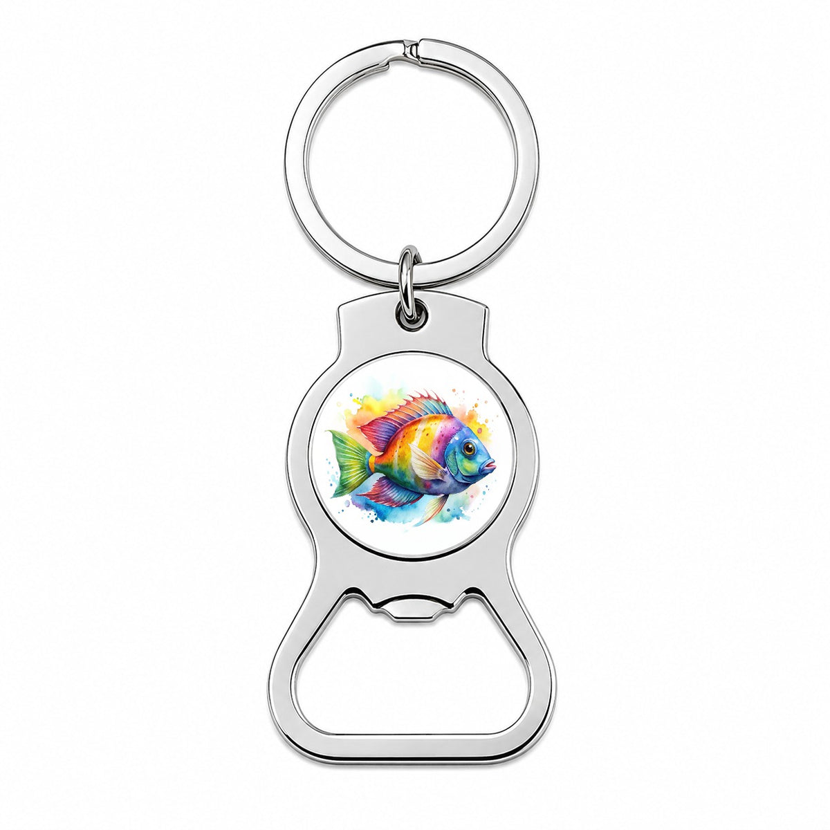 Tropical Fish Watercolor Design Bottle Opener Keychain