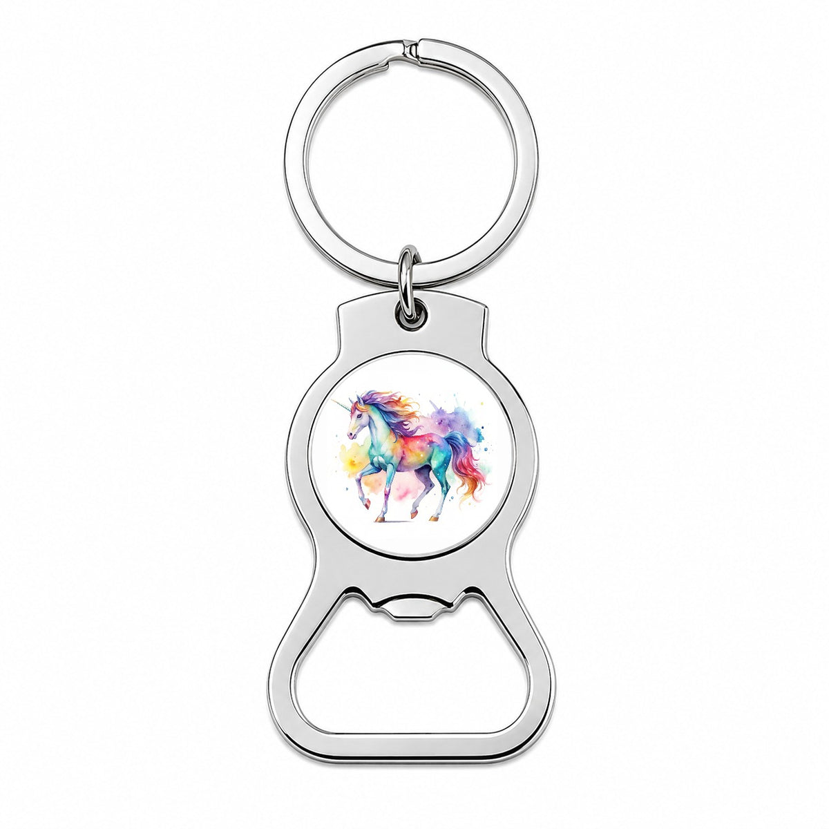 Unicorn Beautiful Watercolor Design Bottle Opener Keychain