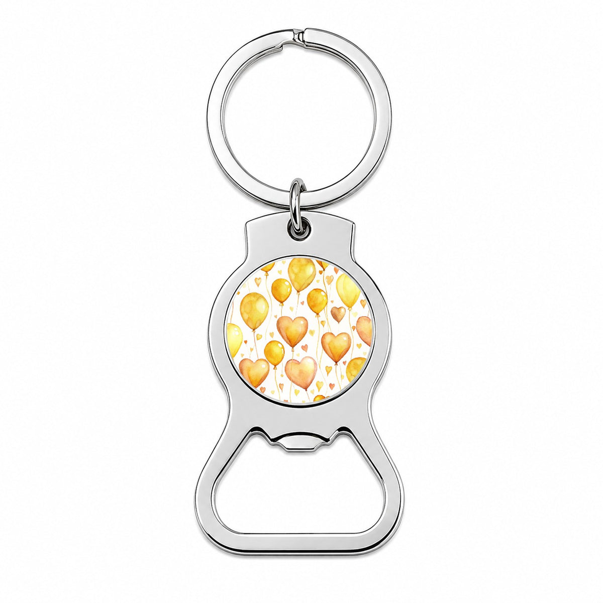 Yellow Balloons Hearts Watercolor Bottle Opener Keychain