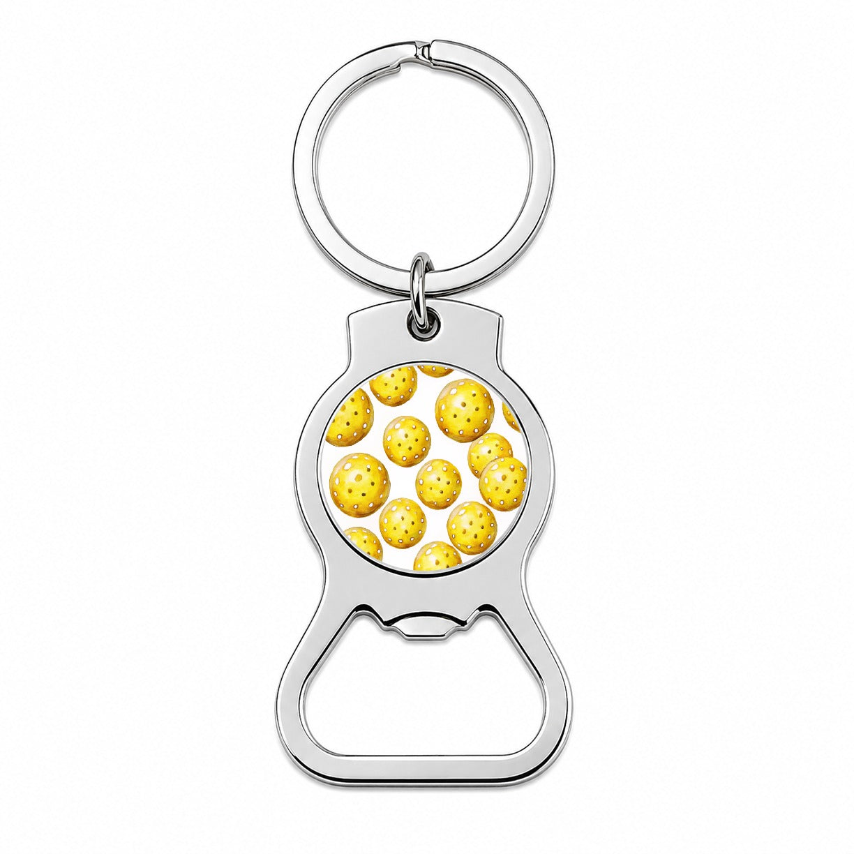 Yellow Pickleballs Watercolor Bottle Opener Keychain