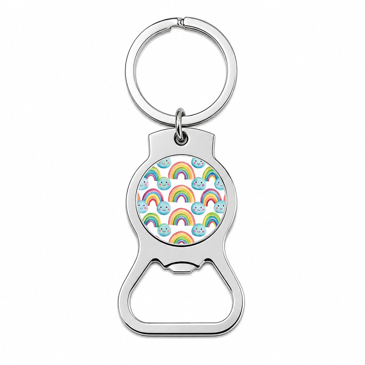 Adorable Smiling Rainbows Clouds Bottle Opener Keychain