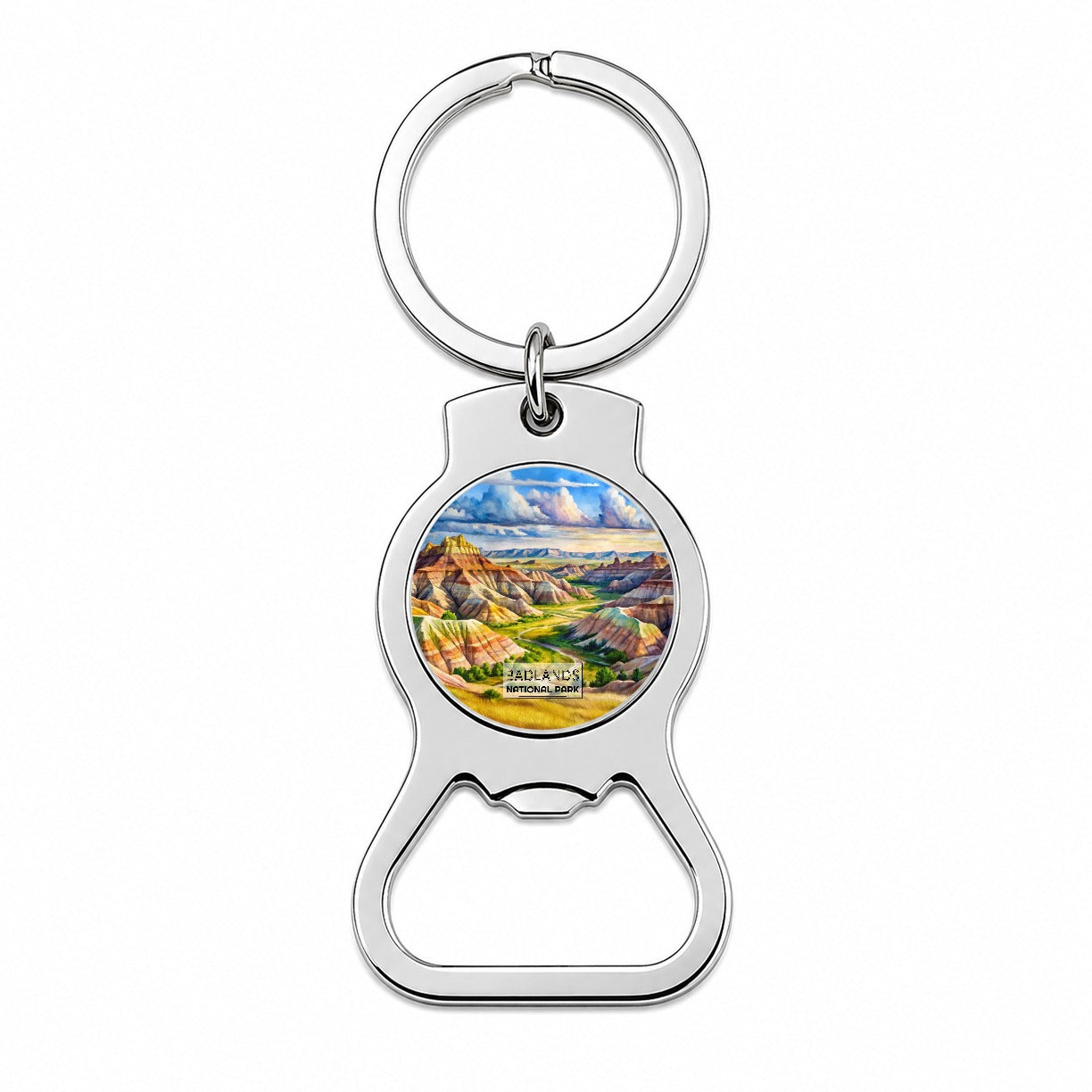 Badlands National Park South Dakota Watercolor Bottle Opener Keychain