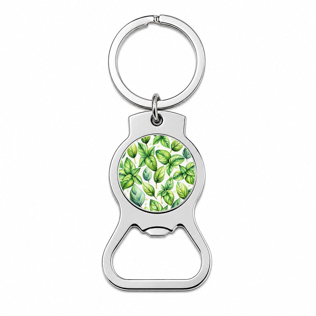 Basil Herbs Watercolor Bottle Opener Keychain