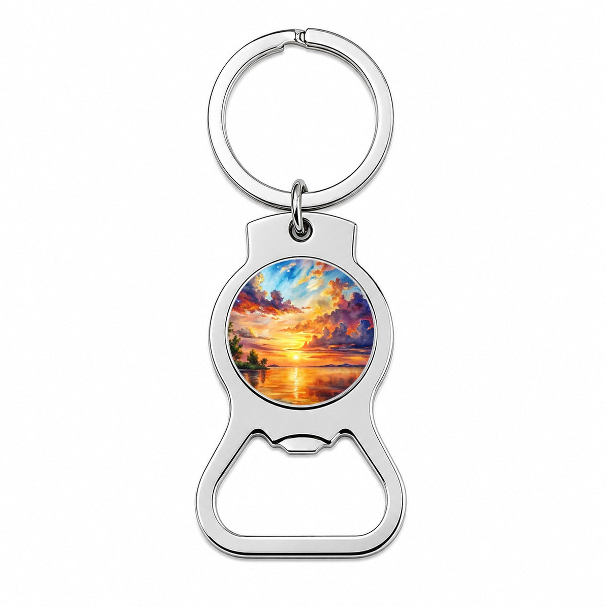 Beautiful Sunset Watercolor Bottle Opener Keychain