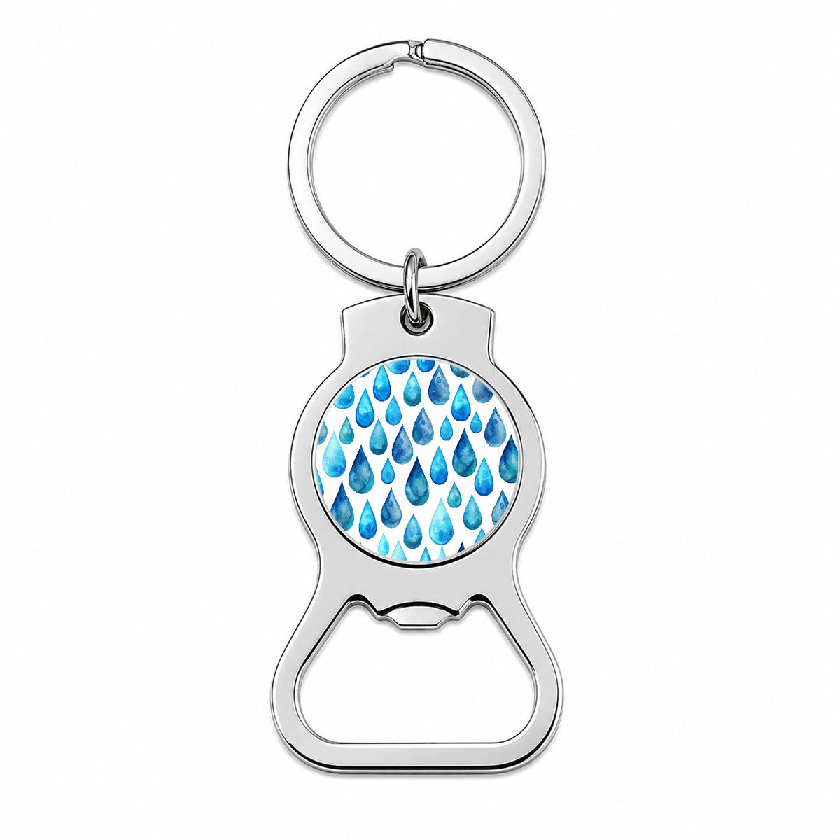 Blue Water Droplets Repeating Bottle Opener Keychain