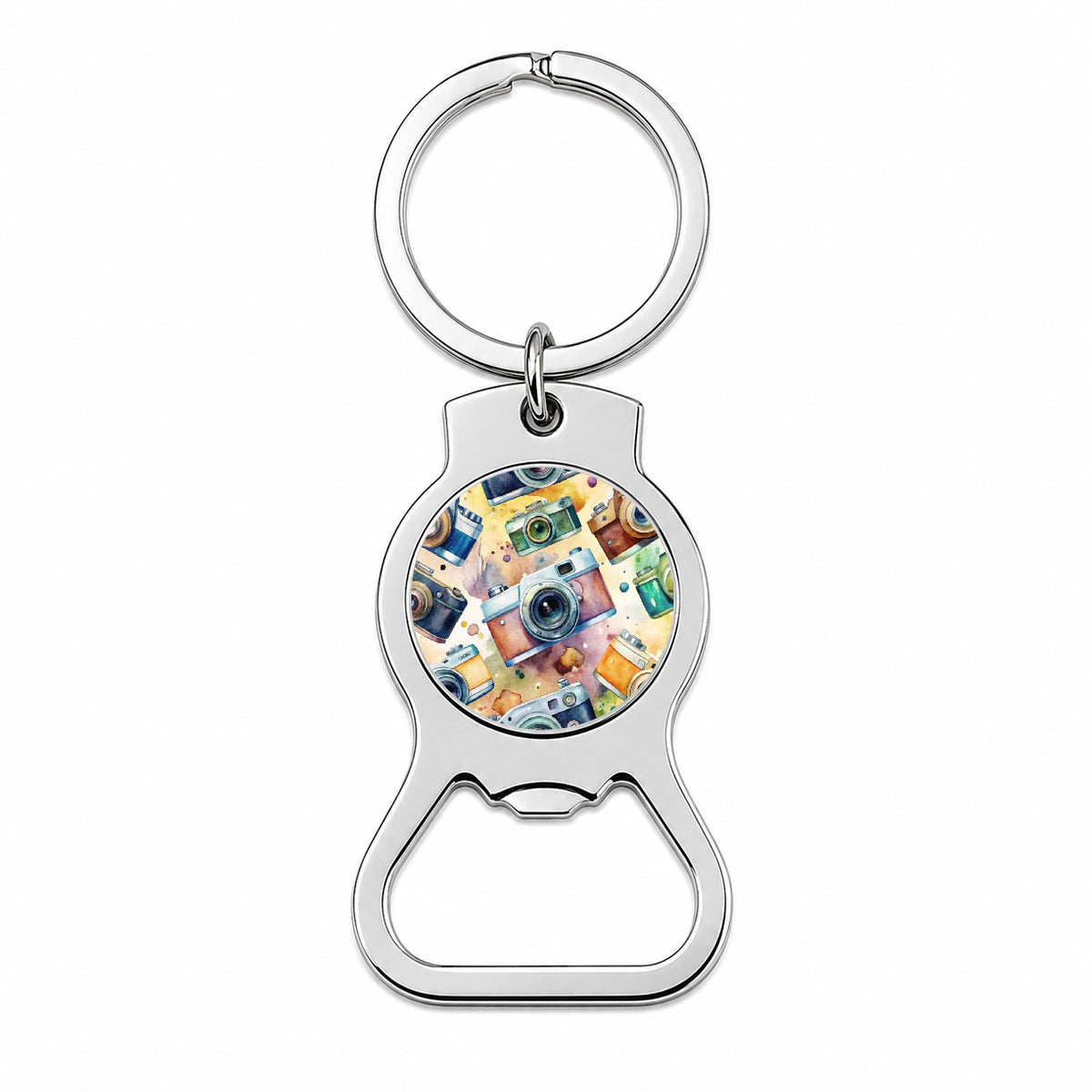 Cameras Retro 35mm Scattered Photographer Photography Watercolor Bottle Opener Keychain