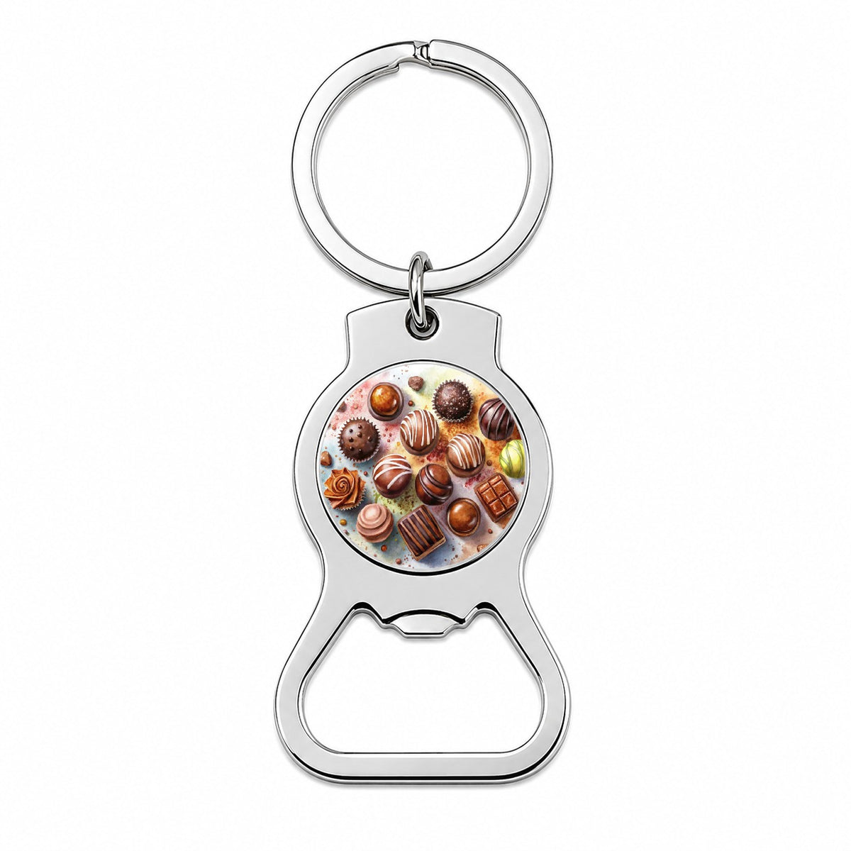 Chocolates Dark Milk Candy Watercolor Bottle Opener Keychain