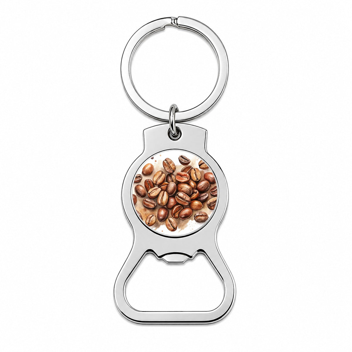 Coffee Beans Watercolor Bottle Opener Keychain