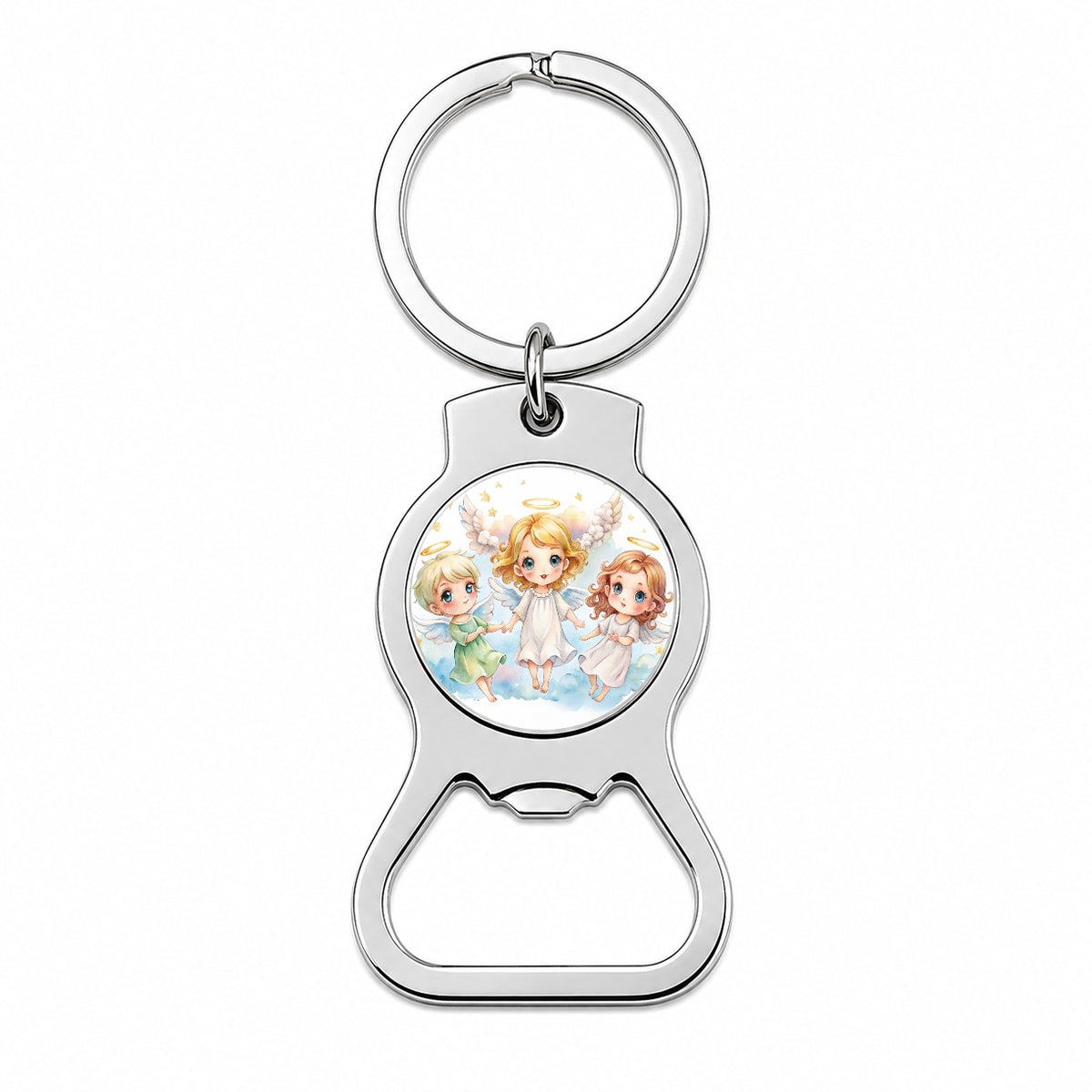 Cute Angels Watercolor Bottle Opener Keychain