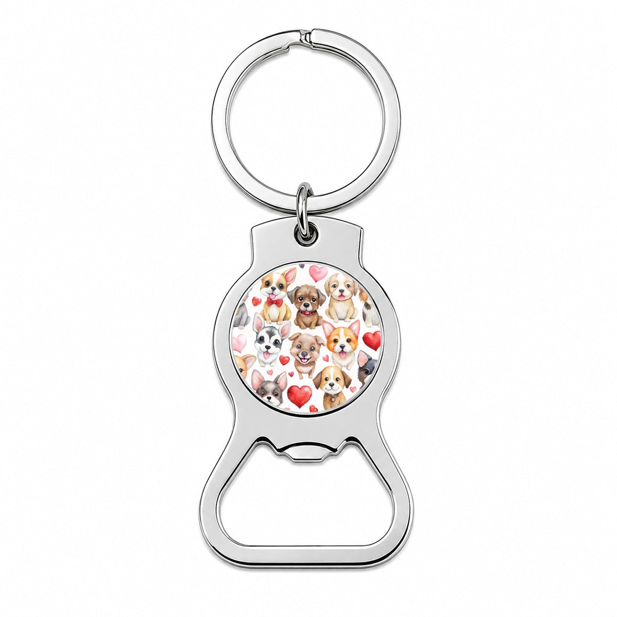Cute Fun Dogs Hearts Watercolor Bottle Opener Keychain