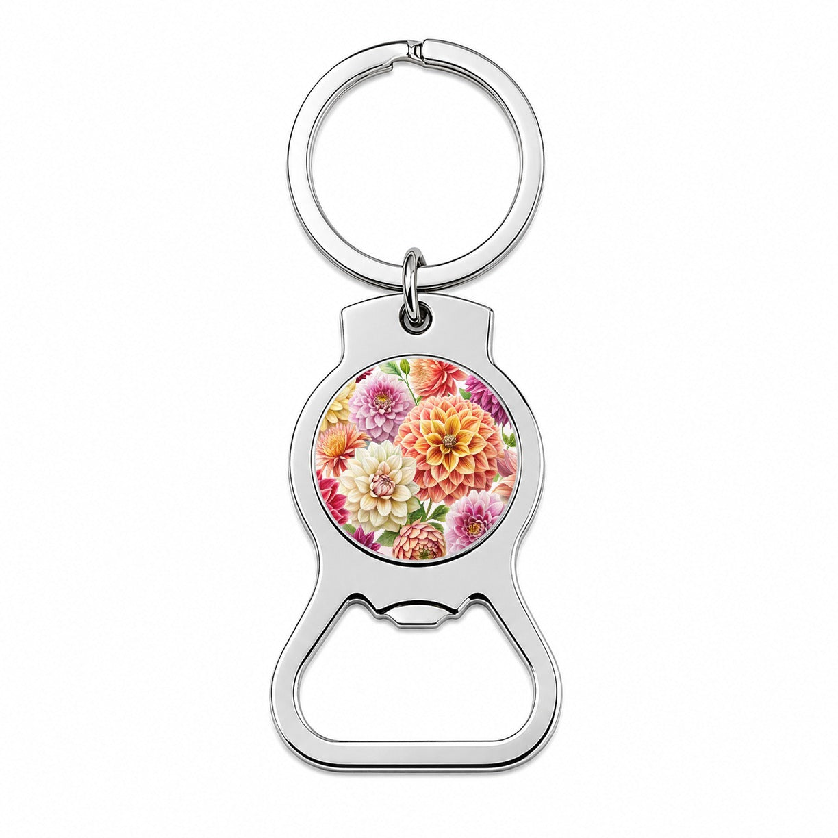 Dahlia Flowers Watercolor Bottle Opener Keychain