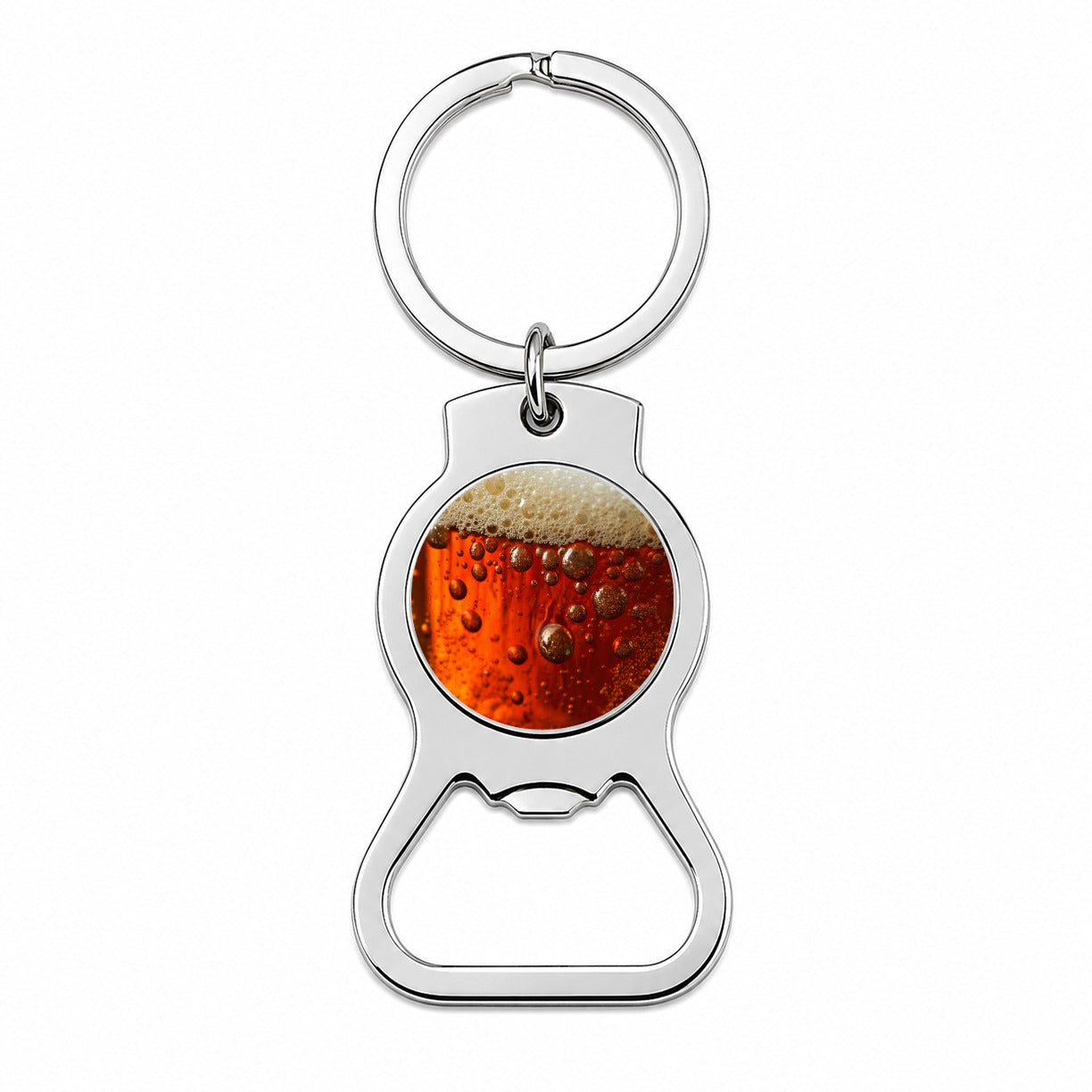 Dark Beer Closeup Foam Top Funny Bottle Opener Keychain