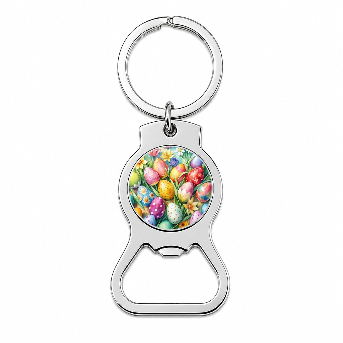 Easter Eggs Flowers Watercolor Bottle Opener Keychain