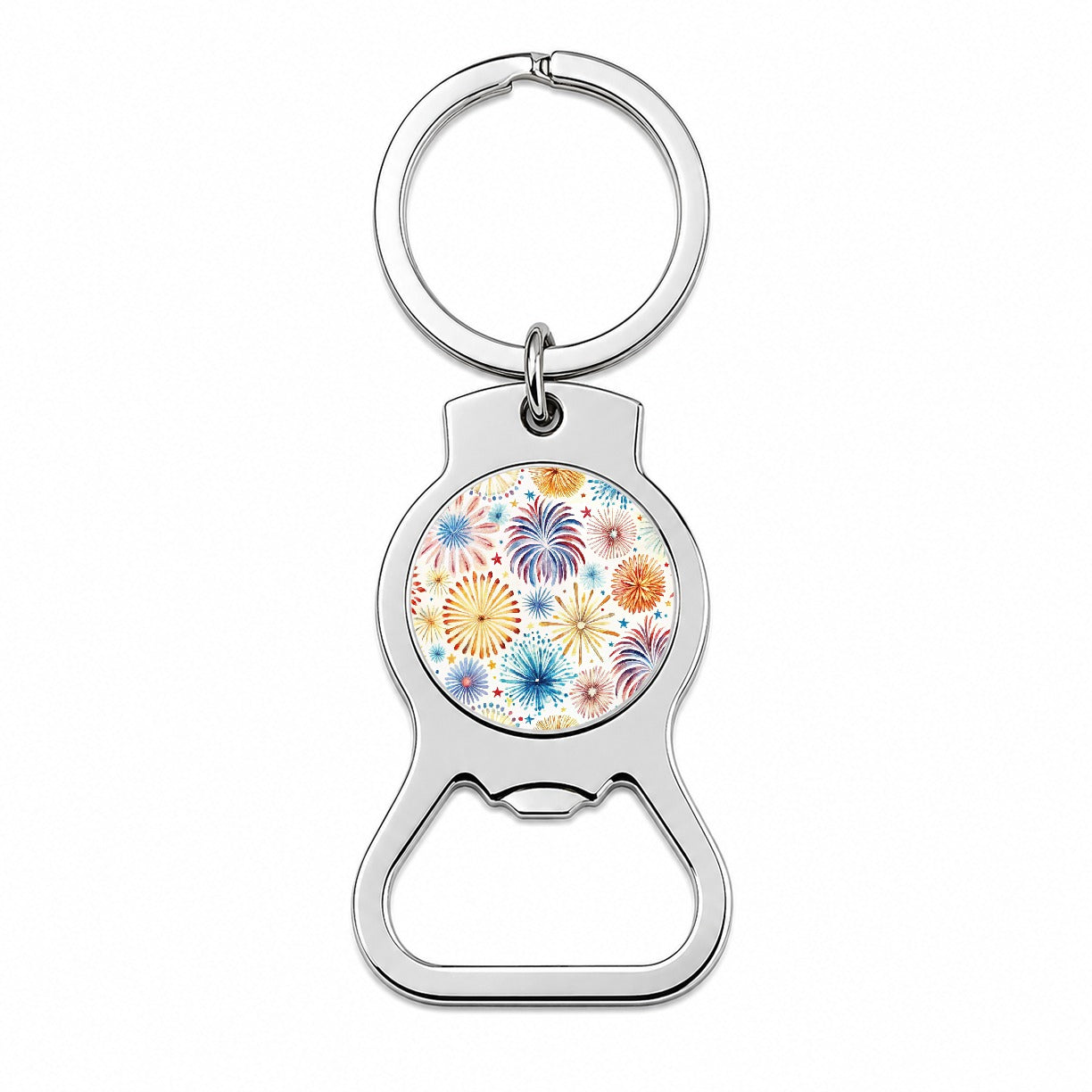 Fireworks Colorful Patriotic Fourth of July Bottle Opener Keychain
