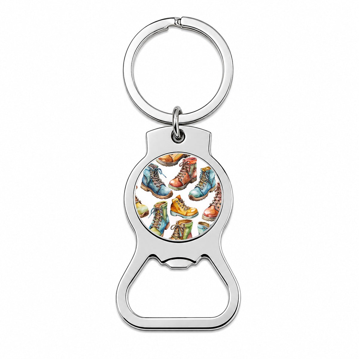 Hiking Boots Hikers Watercolor Bottle Opener Keychain