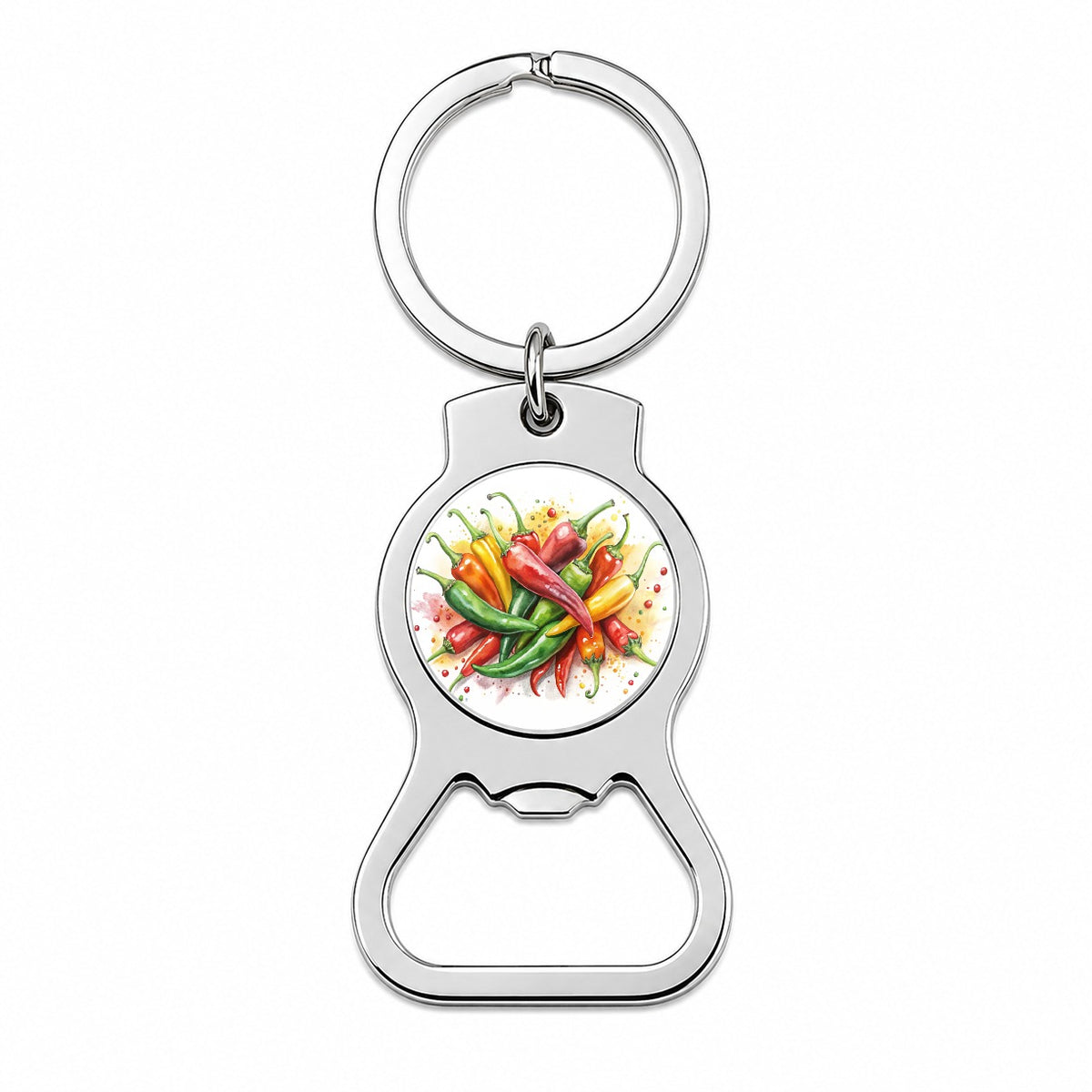 Hot Peppers Jalapenos Spicy Watercolor Bottle Opener Keychain