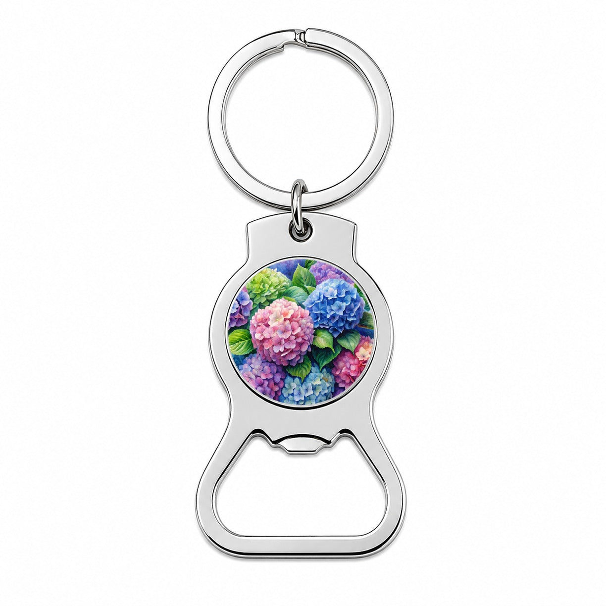 Hydrangeas Colorful Flowers Beautiful Bottle Opener Keychain