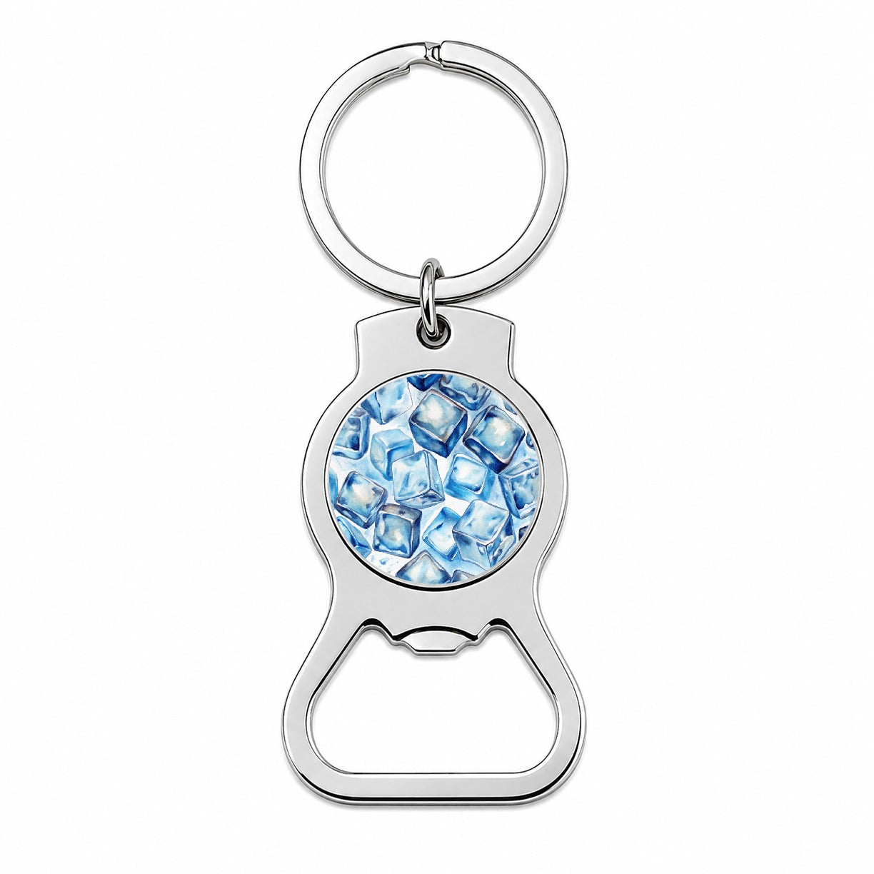 Ice Cubes Watercolor Bottle Opener Keychain