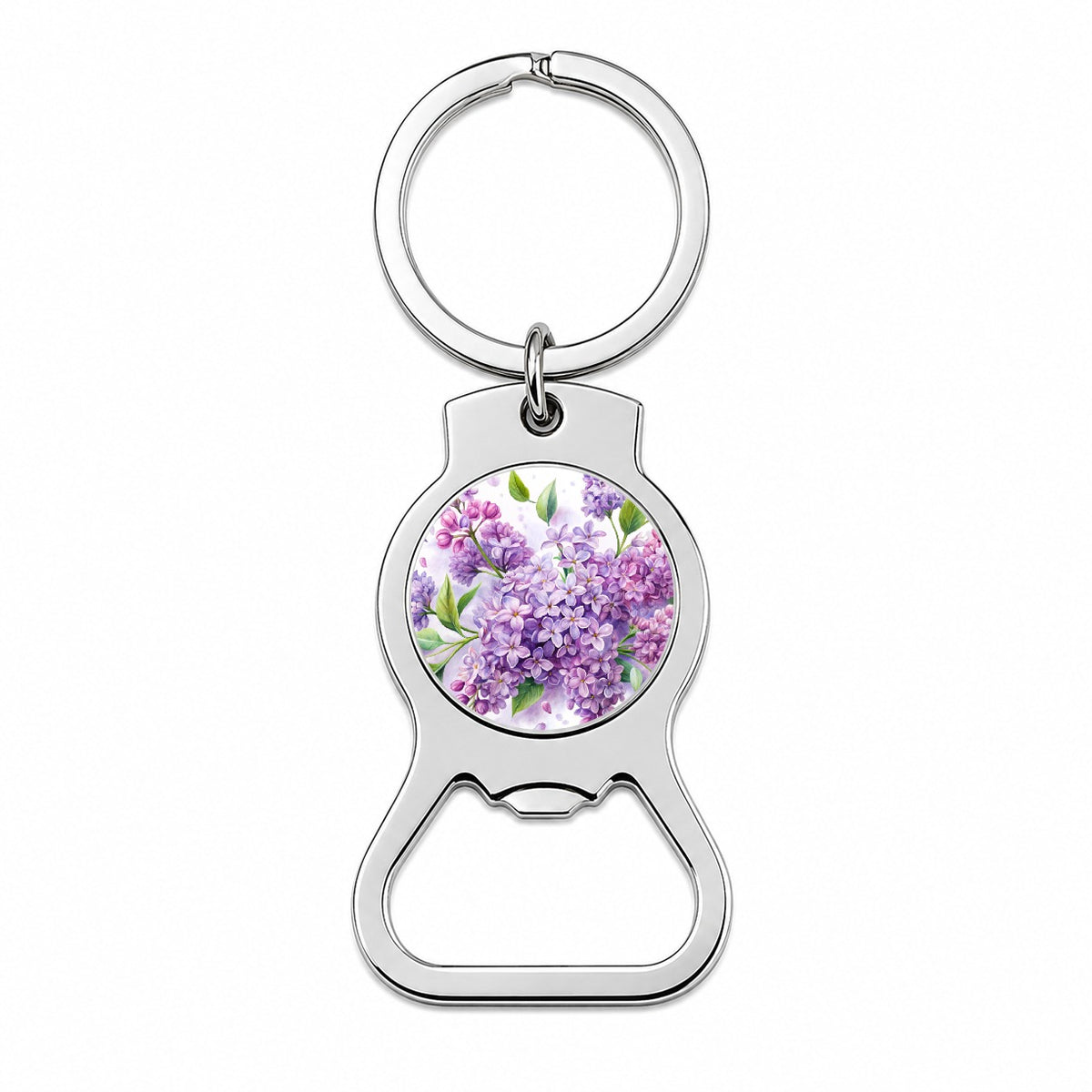 Lilac Flowers Watercolor Bottle Opener Keychain