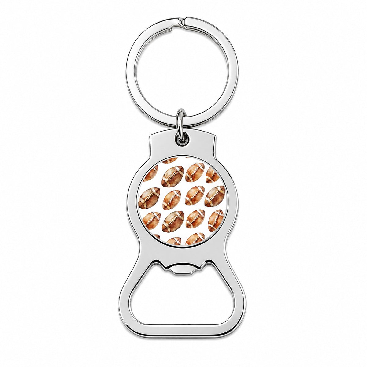 Lots Of Brown Footballs Bottle Opener Keychain