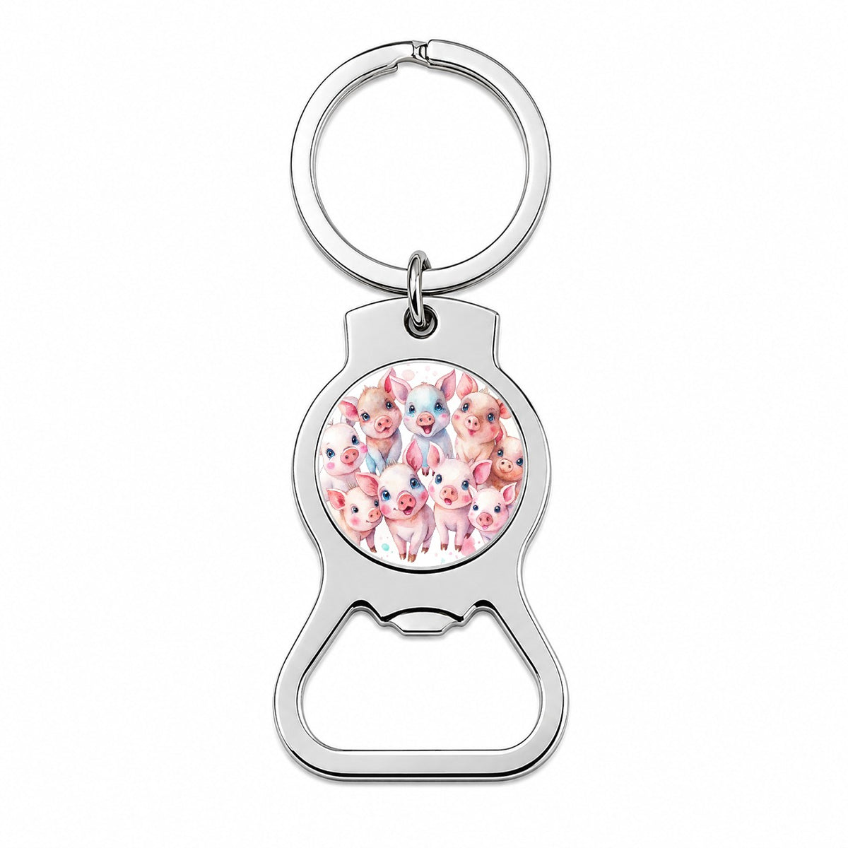 Lots Of Cute Pigs Watercolor Bottle Opener Keychain