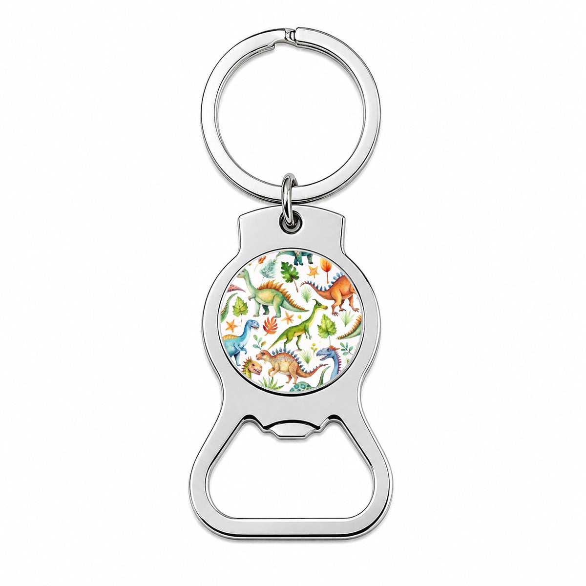 Lots Of Dinosaurs Watercolor Bottle Opener Keychain
