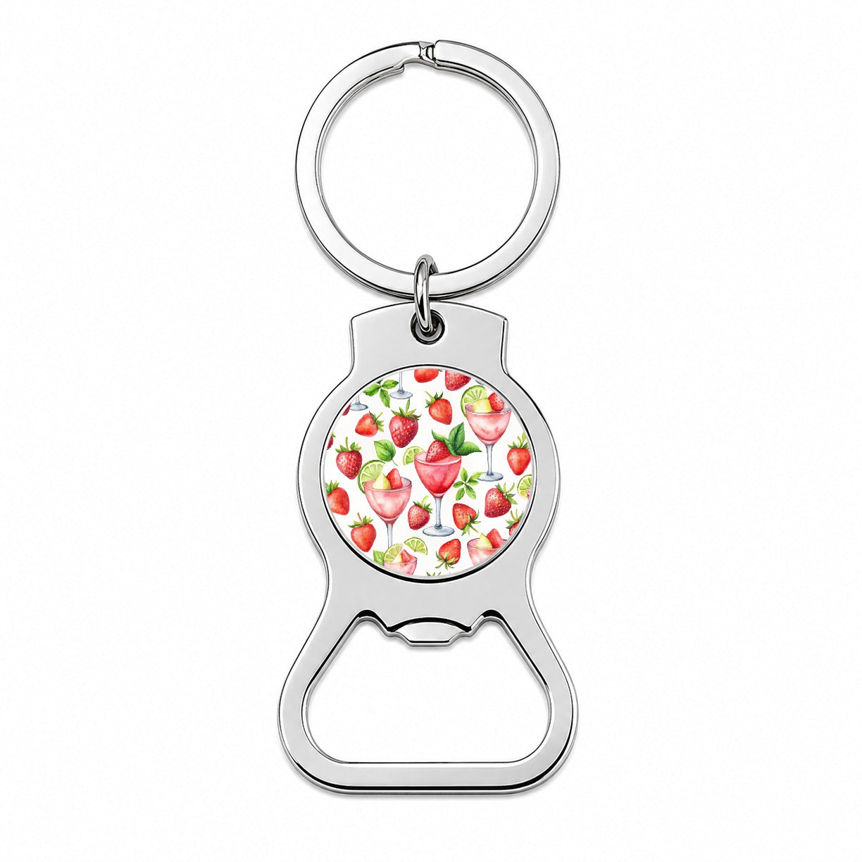 Lots Of Strawberry Daquiris Alcohol Bottle Opener Keychain
