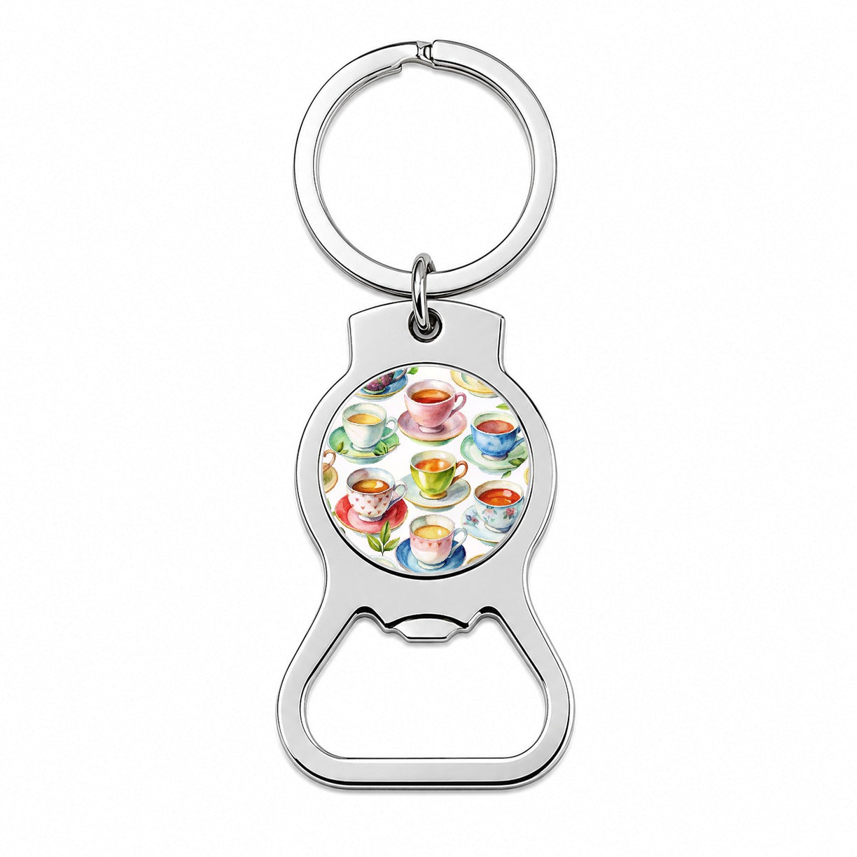 Lots Of Tea Cups Bottle Opener Keychain