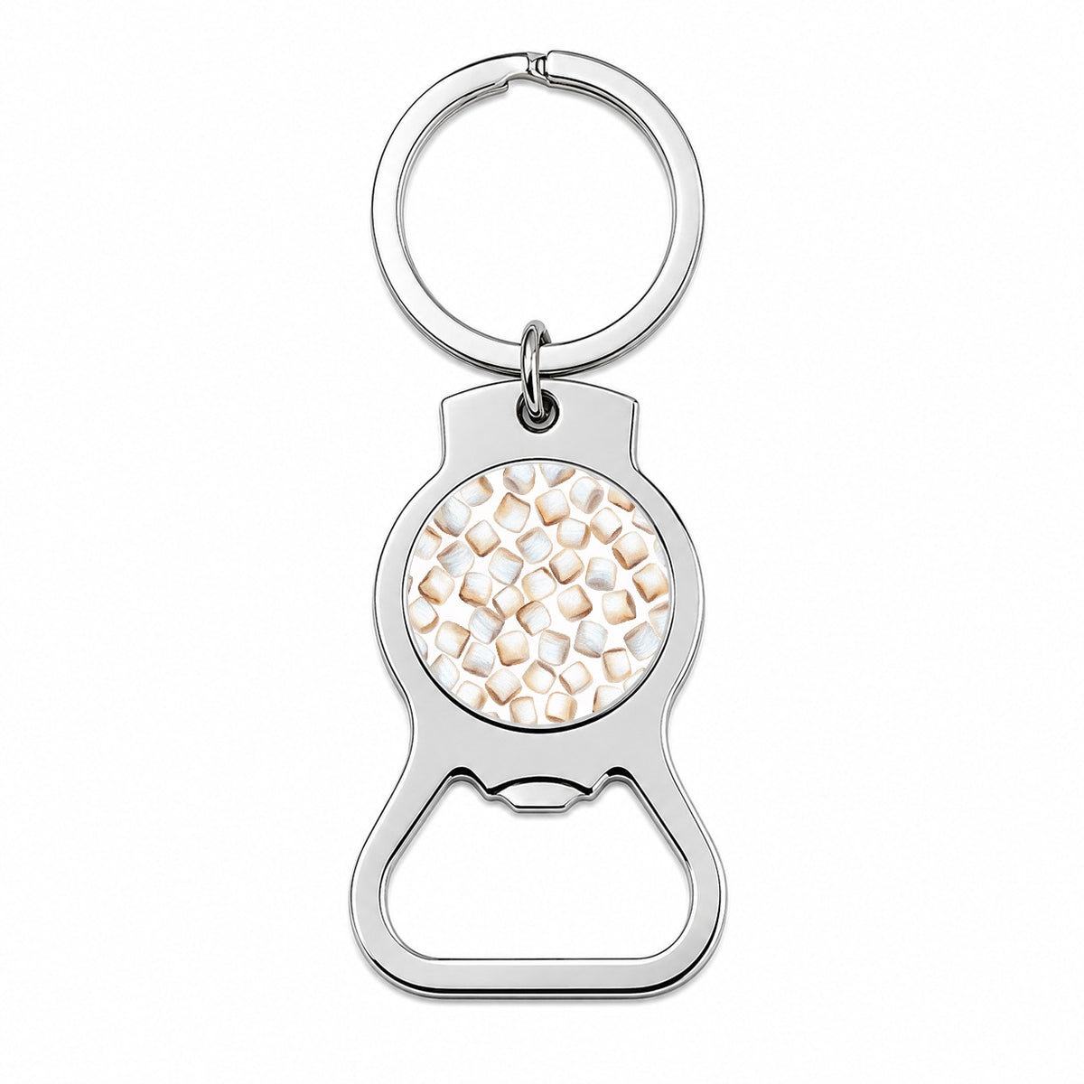 Lots Of White Marshmallows Bottle Opener Keychain