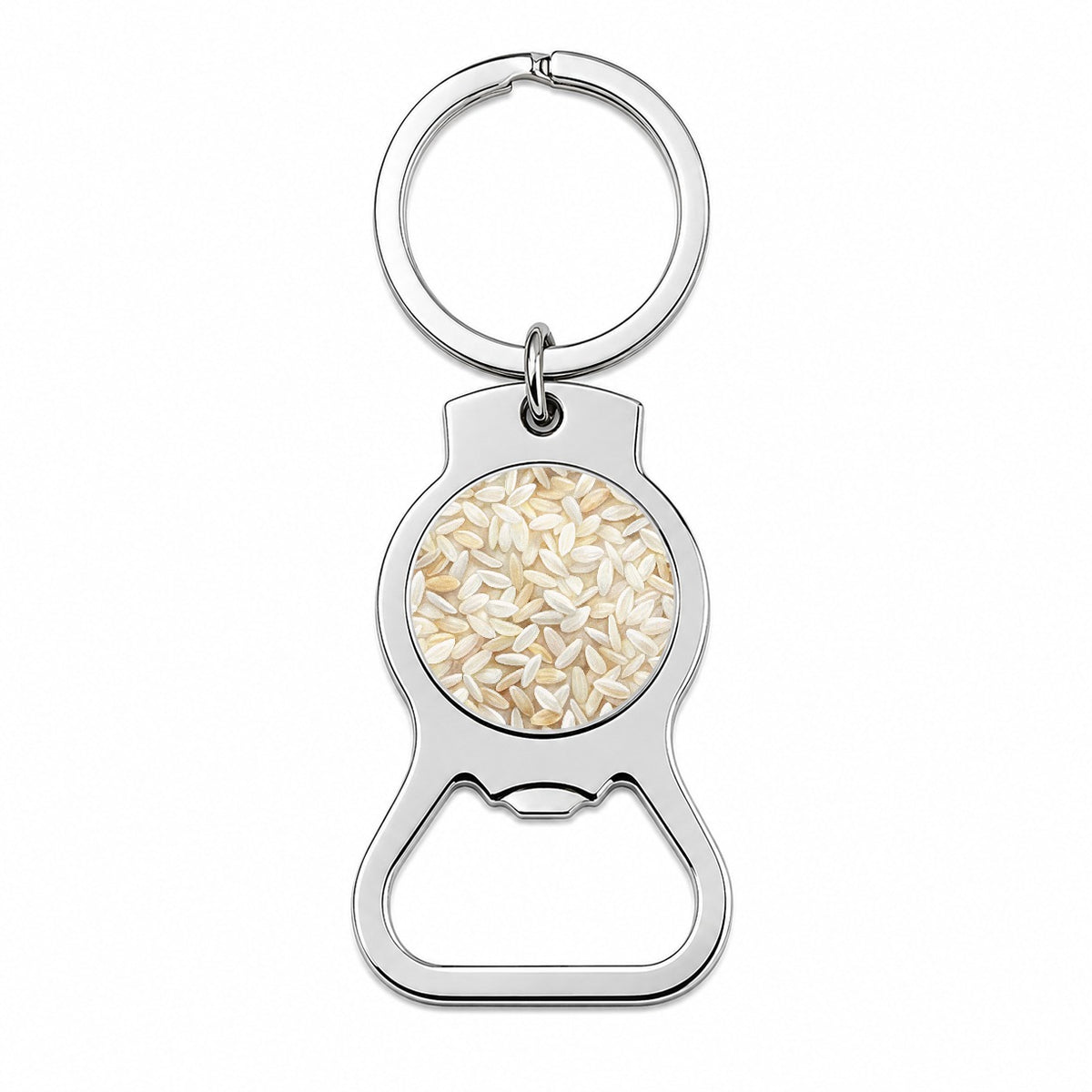 Lots Of White Rice Bottle Opener Keychain