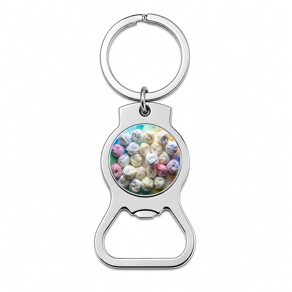 Lots Of Yarn Knitting Crochet Bottle Opener Keychain