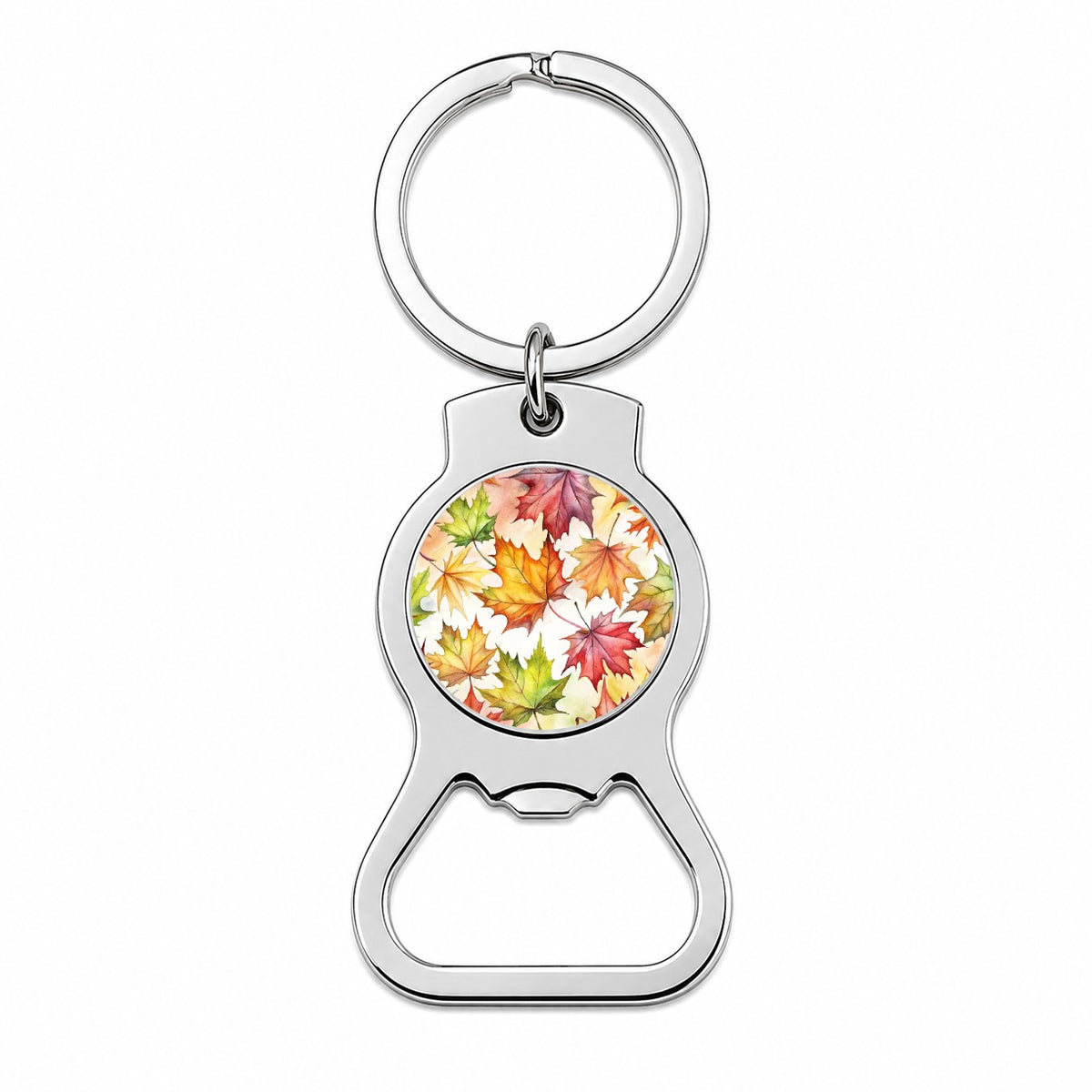Maple Leaves Watercolor Bottle Opener Keychain