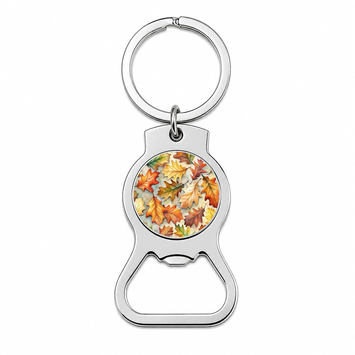 Oak Leaves Watercolor Bottle Opener Keychain