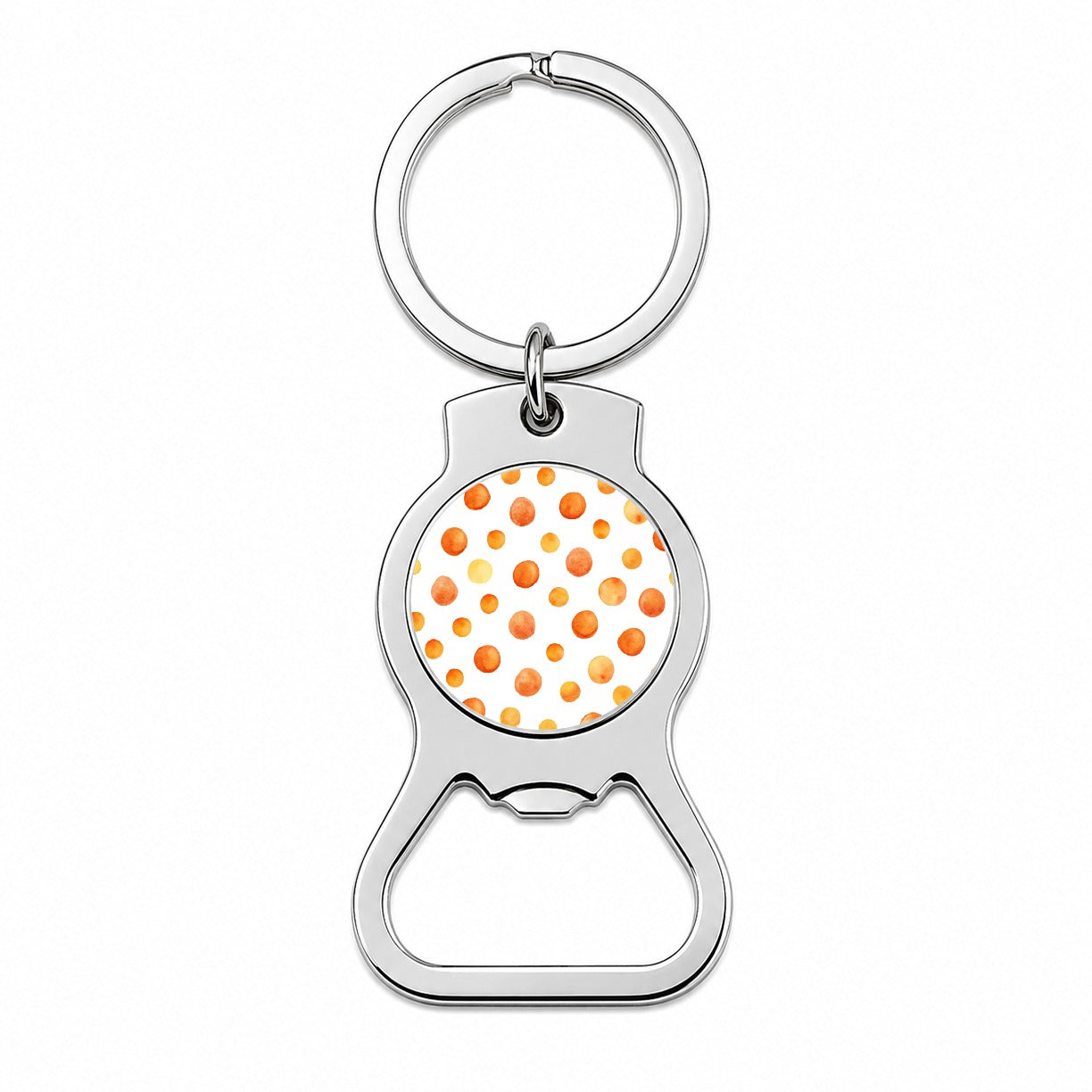 Orange Polka Dots Fun White Background Bottle Opener Keychain