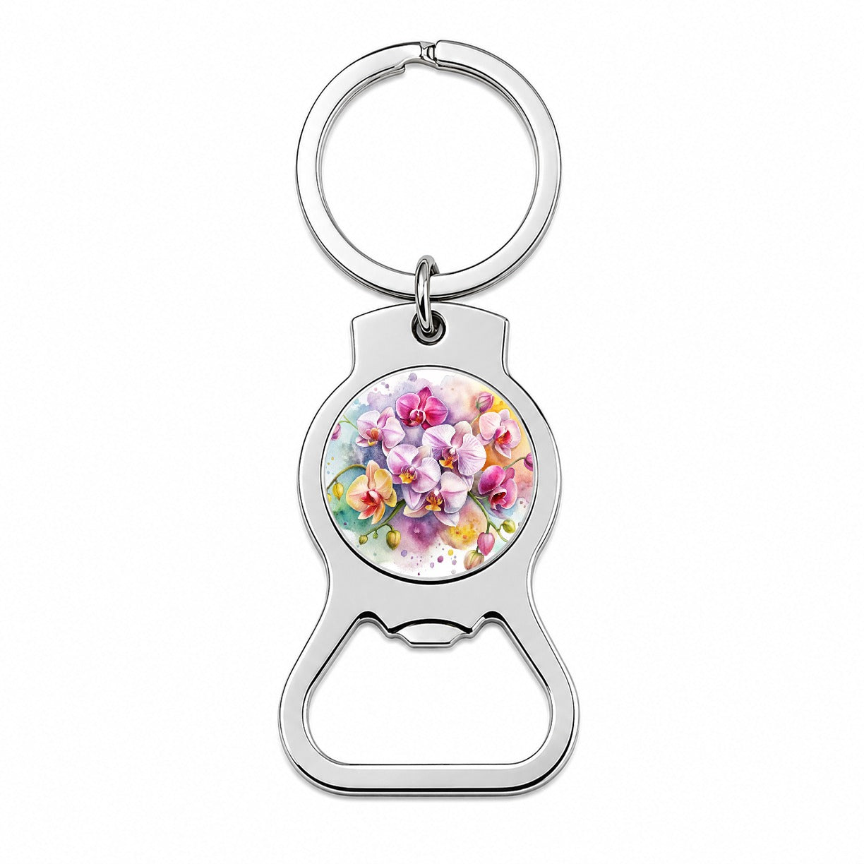 Orchids Flowers Watercolor Bottle Opener Keychain