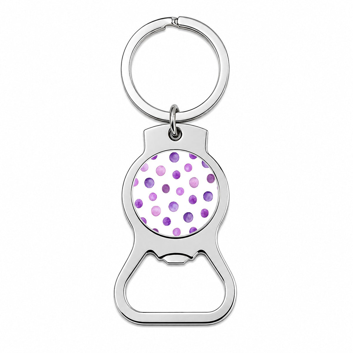 Purple Polka Dots Fun White Background Bottle Opener Keychain