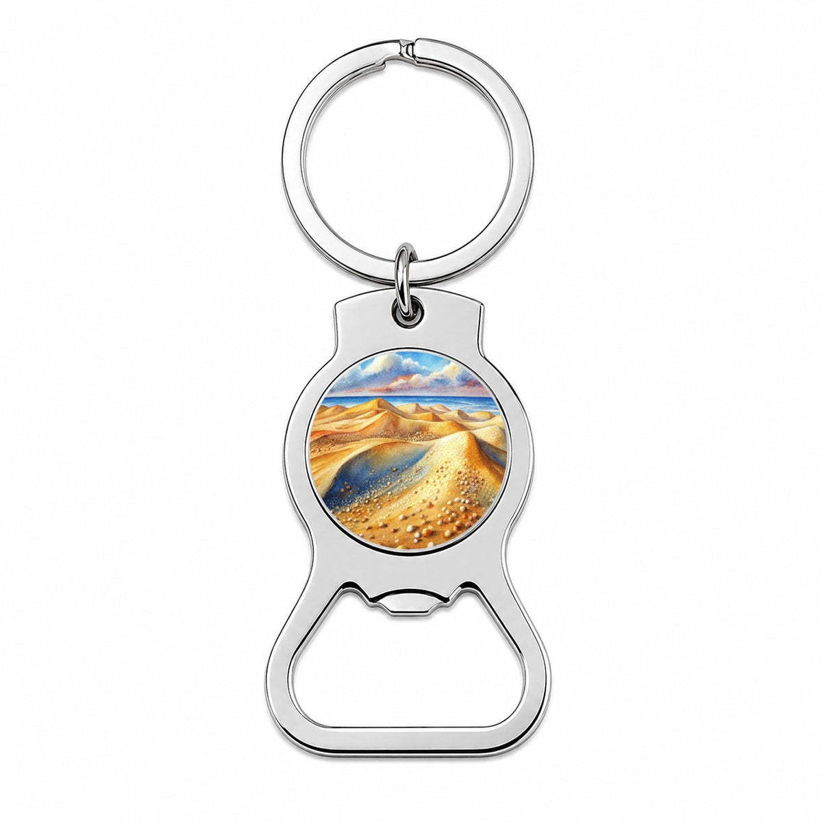Sandy Desert Mountains Watercolor Bottle Opener Keychain
