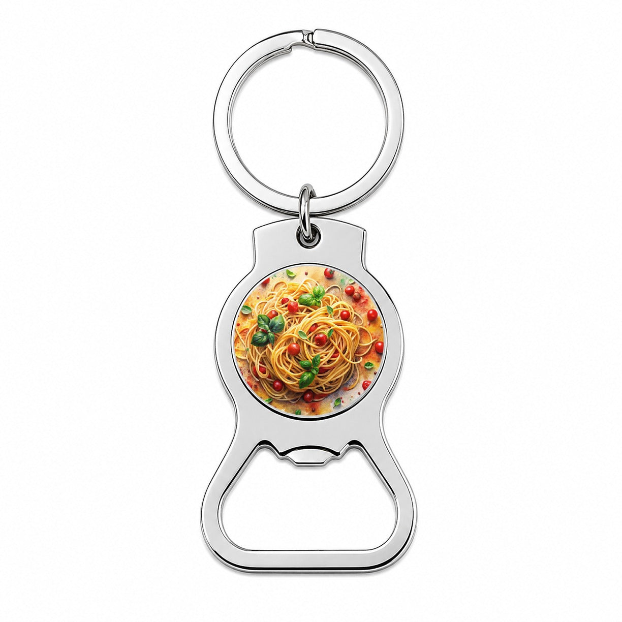 Spaghetti Pasta Italian Food Watercolor Bottle Opener Keychain