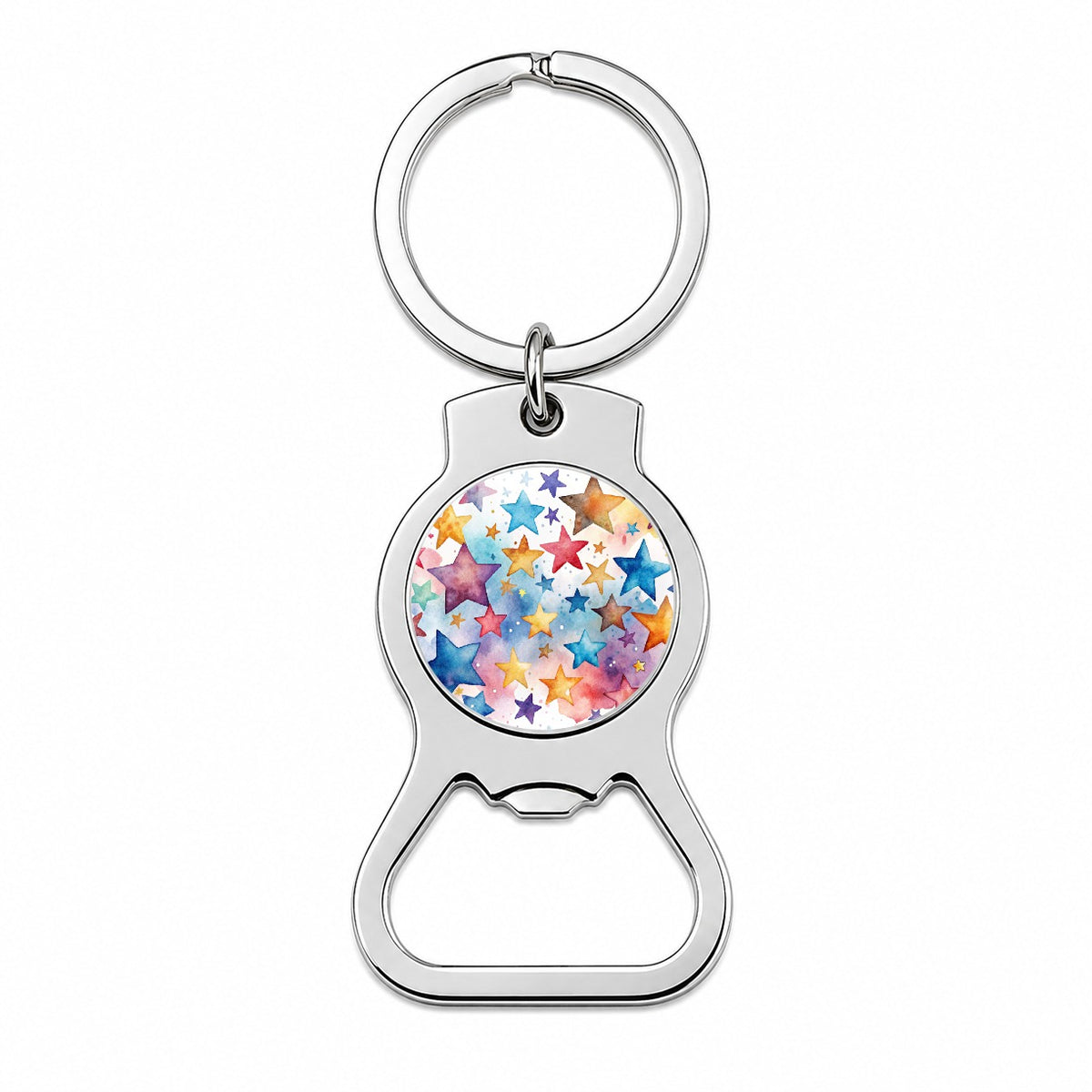 Stars Watercolor Bottle Opener Keychain